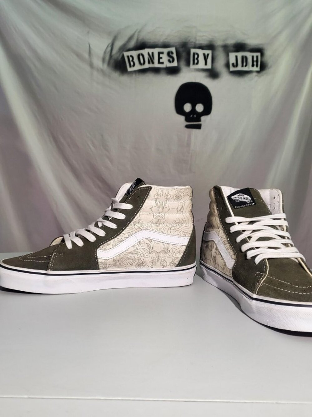Vans Sk8-Hi Olive Suede/Floral Botanical Sz 9.5mens/11 womens - shipping incl - Picture 11 of 16